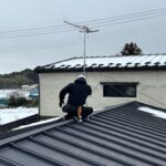 アンテナ工事　松島町　雪の日のアンテナ工事